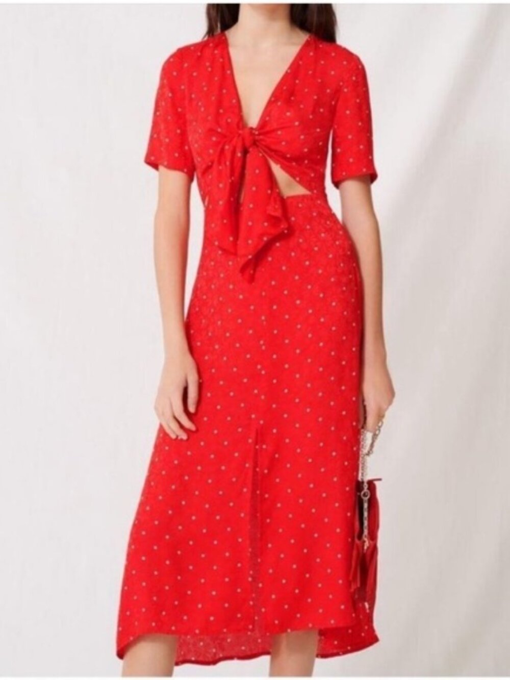 Maje ~ Rinoui Red Polka Dot Midi Dress ~ 34 ~ sz. 2